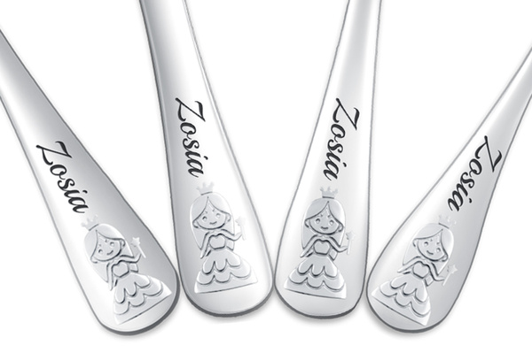 Sztućce dla Dzieci z GRAWEREM Księżniczka na Chrzest Roczek Urodzinki