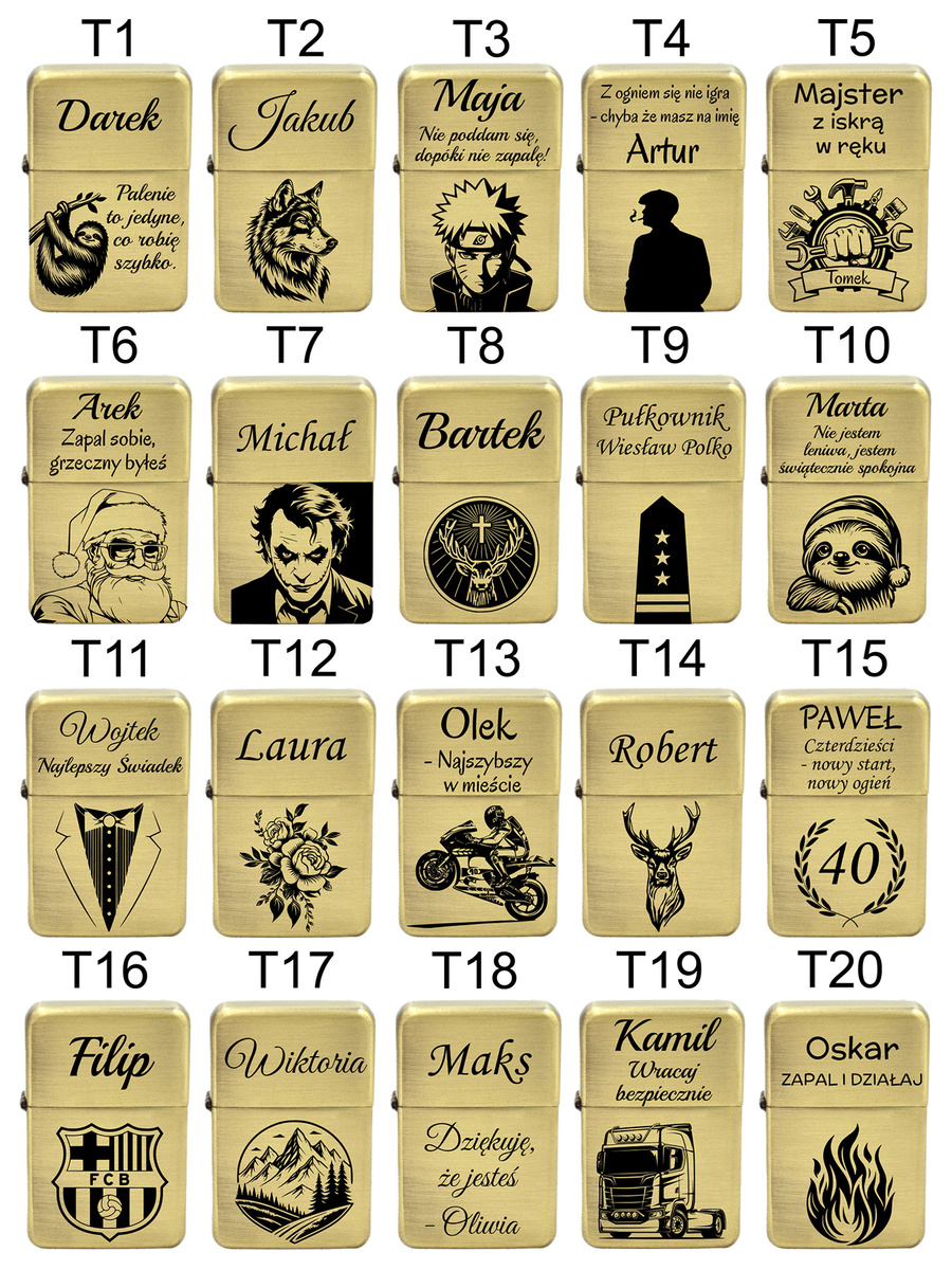 Prezent Świąteczny dla Męża Zapalniczka Gold z GRAWEREM + Pudełko 
