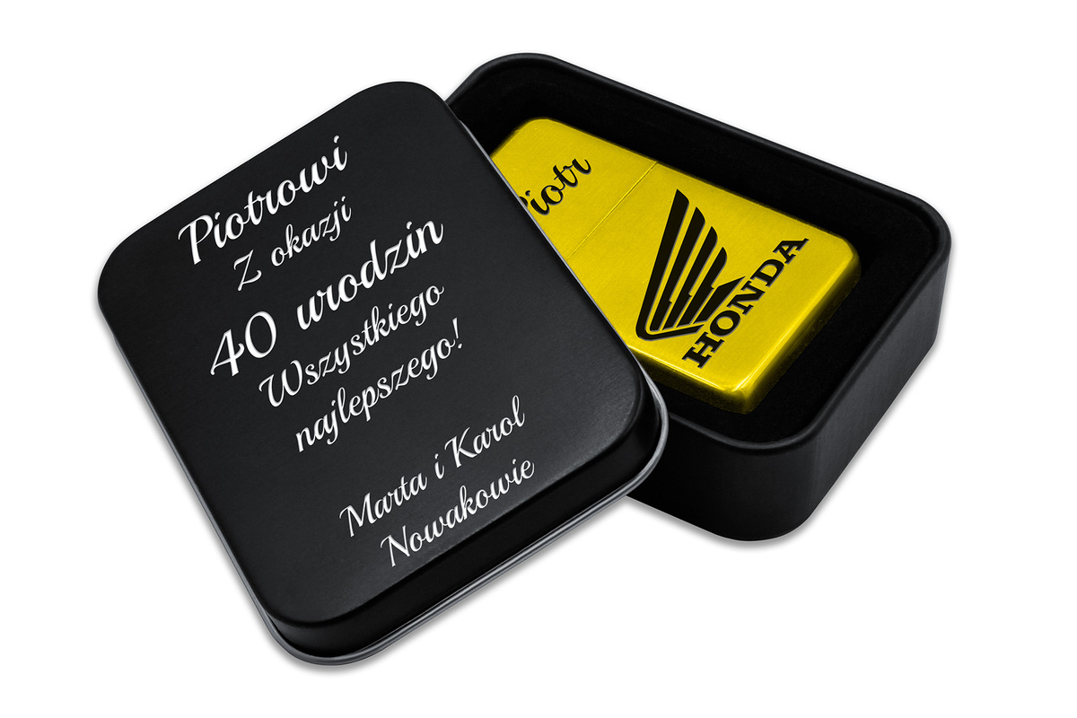 Prezent Świąteczny dla Męża Zapalniczka Gold z GRAWEREM + Pudełko 