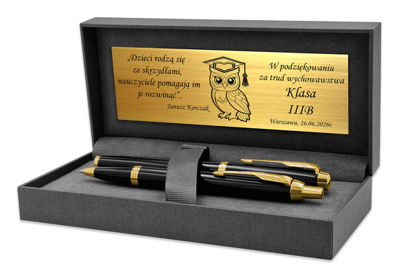 Pióro Wieczne i Długopis Parker IM Czarny GT Pozłacane z GRAWEREM Prezent