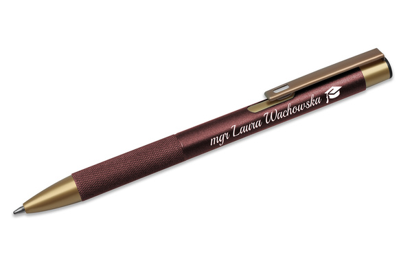Długopis z GRAWEREM Burgund Elegancki Prezent dla Nauczyciela Wychowawcy
