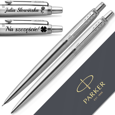 Ołówek i Długopis Parker Jotter Stalowy CT z GRAWEREM Prezent dla Taty