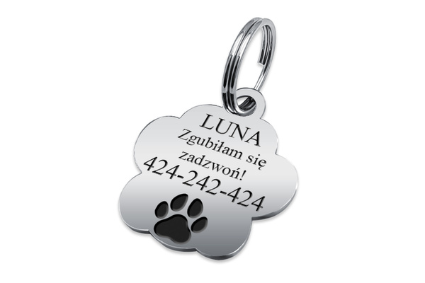 Adresówka Identyfikator dla Psa Kota Łapka Żółta METAL GRAWER Gratis