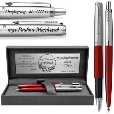 Pióro Wieczne i Długopis Parker Jotter 60 Czerwony GRAWER Prezent PRESTIGE