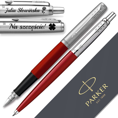 Pióro Wieczne i Długopis Parker Jotter 60 Czerwone z GRAWER Prezent na 40