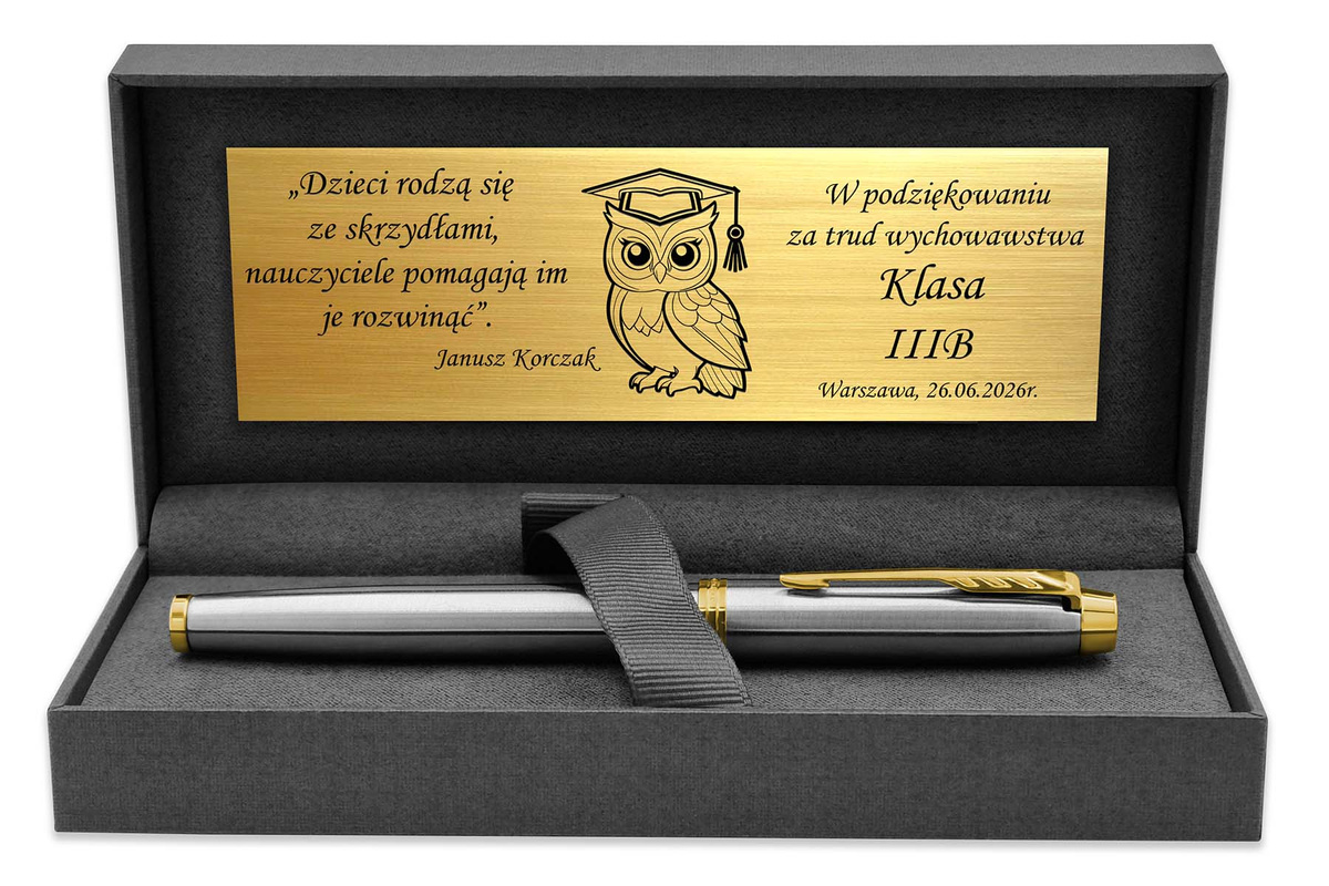 Pióro Wieczne Parker IM Brushed GT Pozłacane z GRAWEREM dla Chłopaka Męża