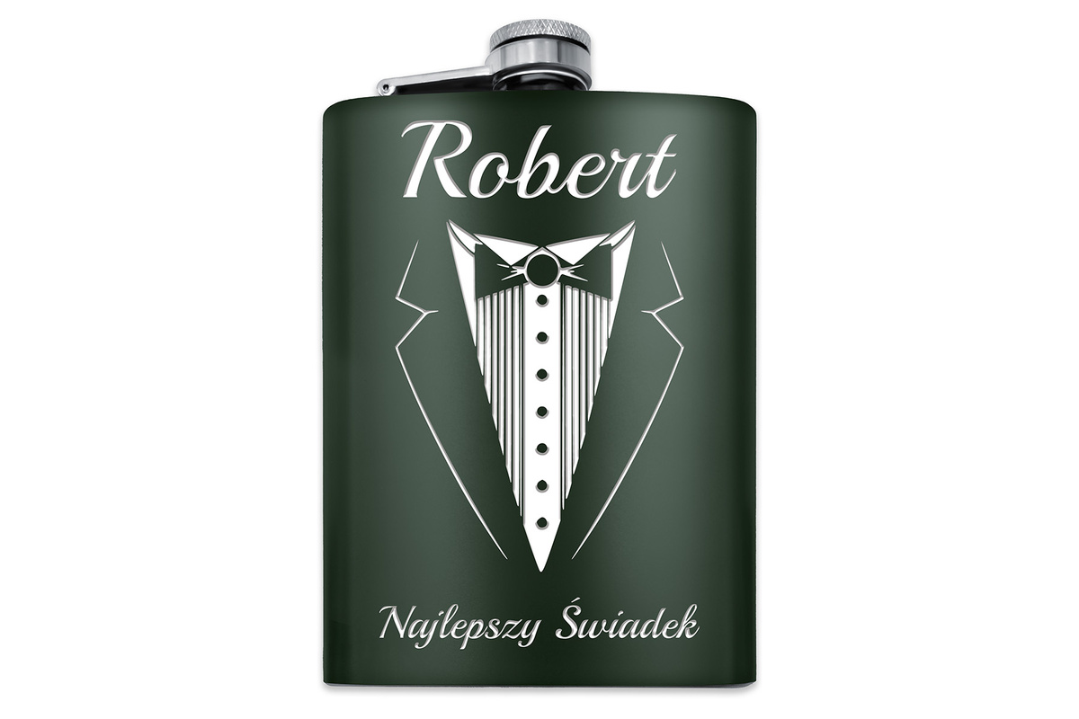 Piersiówka z GRAWEREM Stal Military GREEN 240ml GRAWER Prezent dla Taty