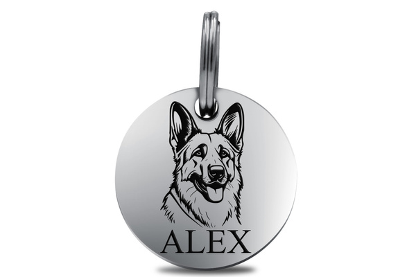 Adresówka Identyfikator dla Psa Okrągła Srebrna MOCNA Stal 316L GRAWER