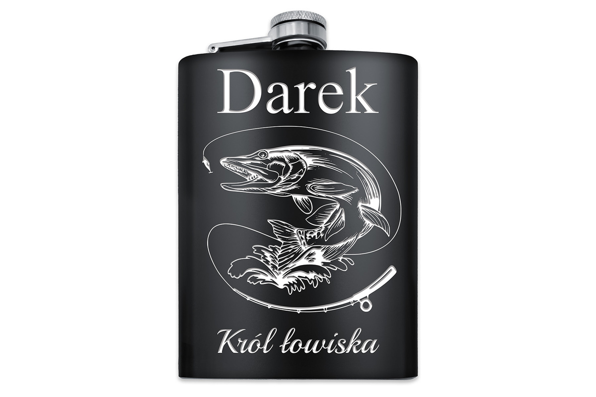 Piersiówka z GRAWEREM Stal 316L CZARNA 240ml GRAWER Prezent dla Taty Męża
