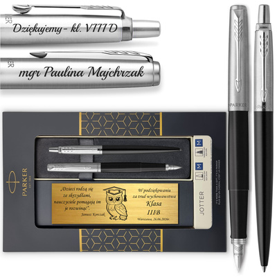 Pióro Wieczne i Długopis Parker Jotter 60 Czarne z GRAWEREM Okienko na Prezent