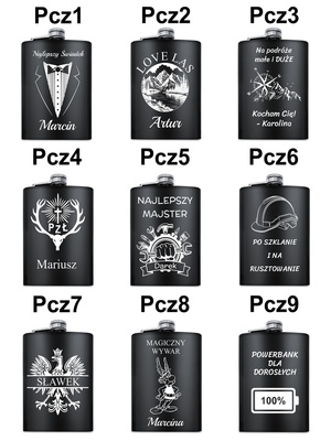 Piersiówka z GRAWEREM Stal 316L CZARNA 240ml GRAWER Prezent dla Taty Męża