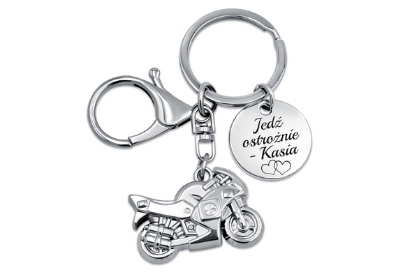 Brelok Motor Motocykl metalowy z GRAWEREM Prezent dla Faceta Chłopaka