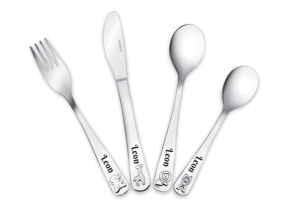 Sztućce dla Dzieci z GRAWEREM Lamart ZOO na Chrzest Roczek Urodzinki