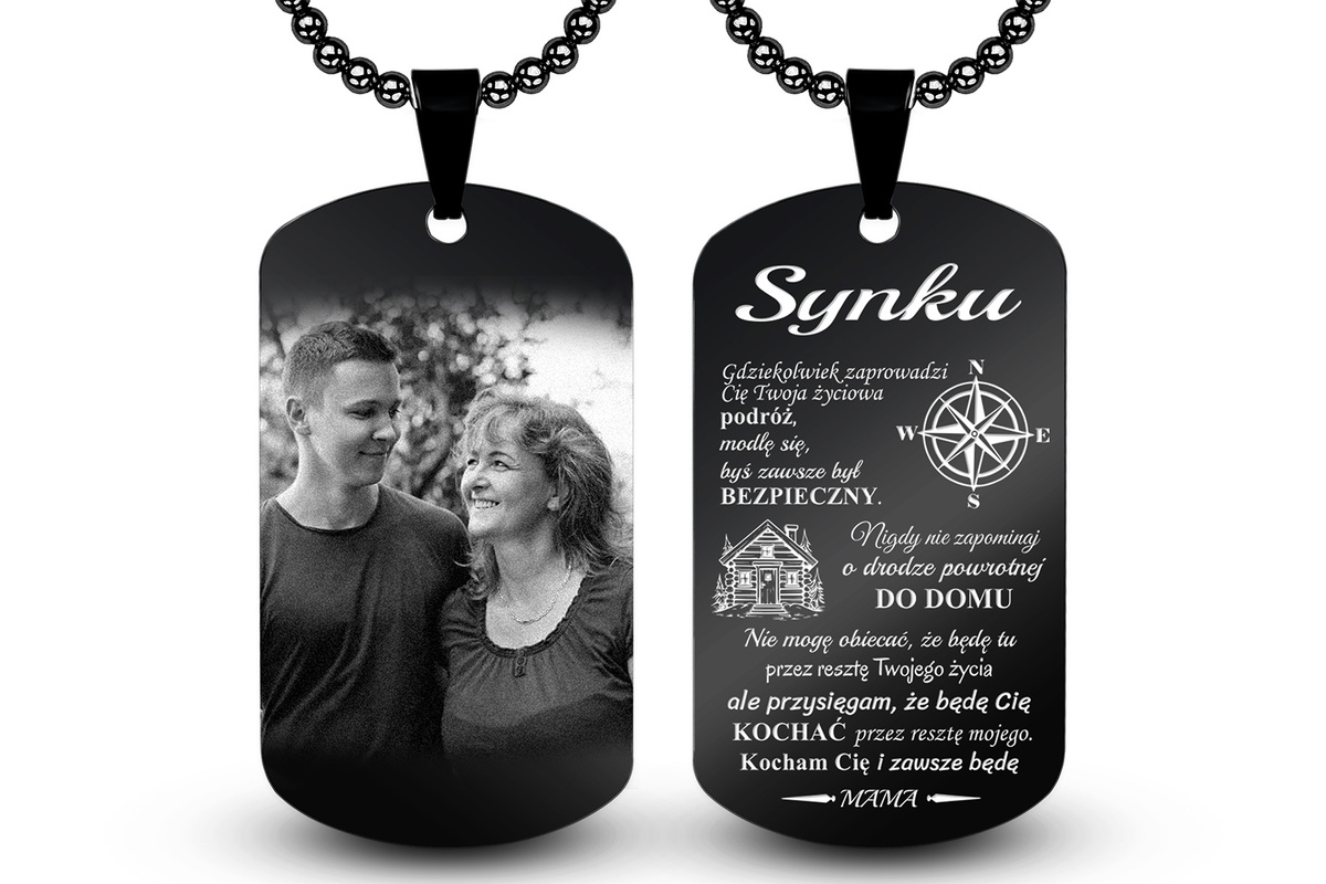 Nieśmiertelnik dla Syna z własnym GRAWEREM Prezent od Mamy Taty Rodziców B