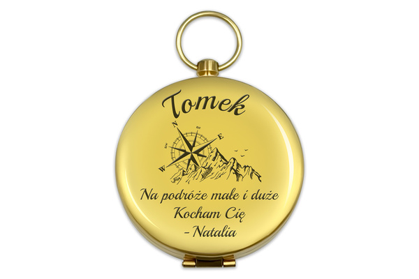 Mosiężny Kompas Złoty GRAWER Prezent na Urodziny Rocznicę Emeryturę
