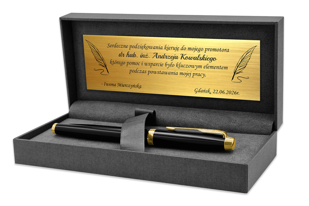 Pióro Wieczne Parker IM Czarne GT Pozłacane z GRAWEREM Gratis na Prezent 