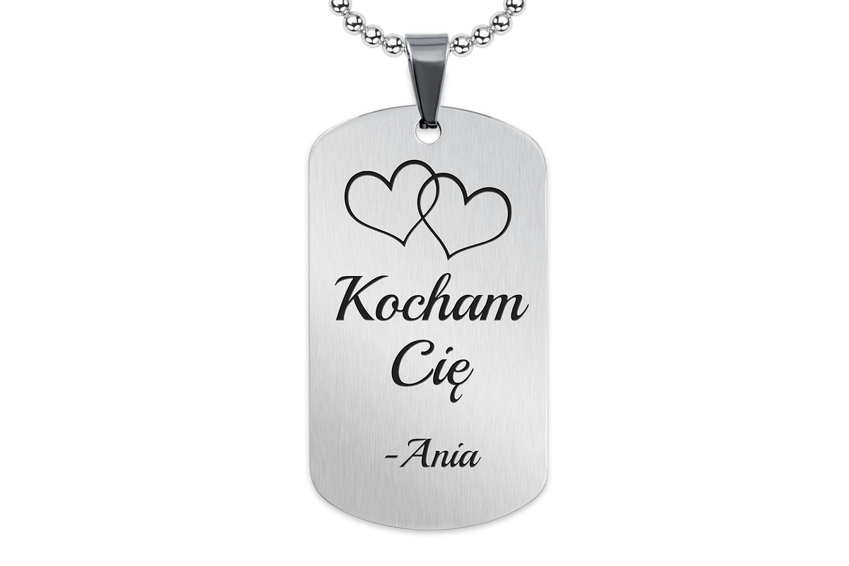 Nieśmiertelnik z GRAWEREM Zdjęcia Męski Stal 316L na Prezent Srebrny