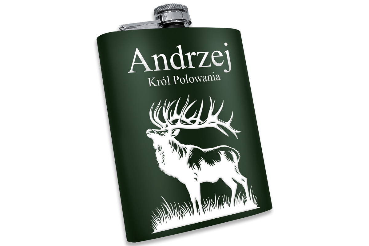 Piersiówka z GRAWEREM Stal Military GREEN 240ml GRAWER Prezent dla Taty