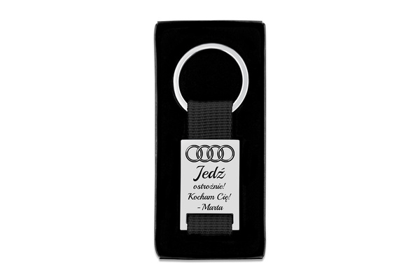 Brelok do Kluczy Metalowy Prostokąt Czarny z GRAWEREM Prezent dla Taty