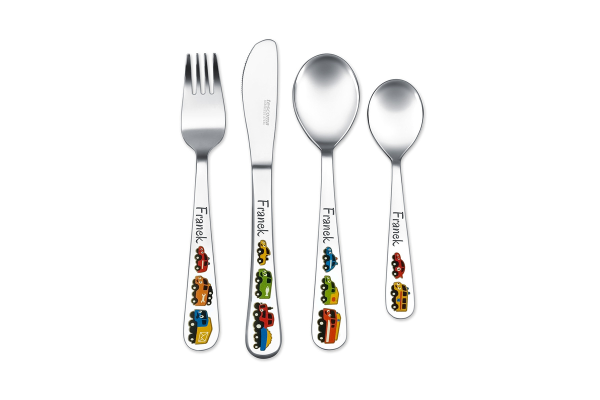 Sztućce dla Dzieci Tescoma Bambini AUTKA Grawer Prezent na Chrzest Roczek