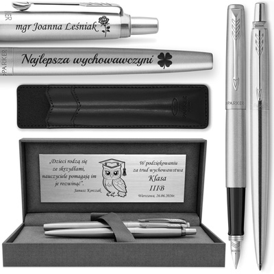 Pióro Wieczne i Długopis Parker Jotter CT z ETUI Black i GRAWEREM