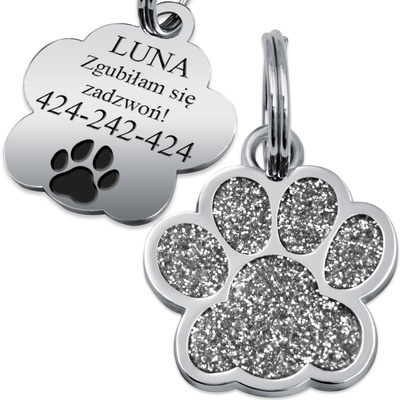 Adresówka Identyfikator dla Psa Kota Łapka Szara METAL GRAWER Gratis