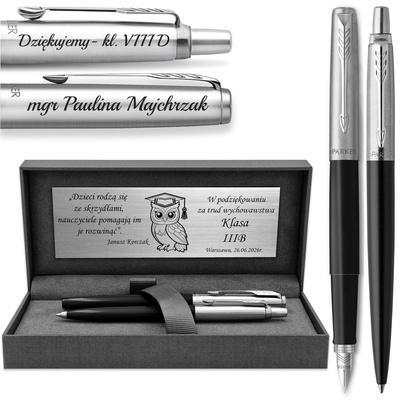 Pióro Wieczne i Długopis Parker Jotter 60 Czarny Grawer dla Absolwenta