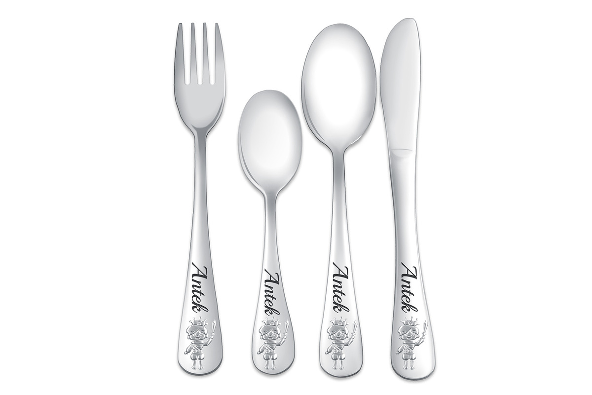 Sztućce dla Dzieci z GRAWEREM Książe Chłopiec na Chrzest Roczek Urodzinki