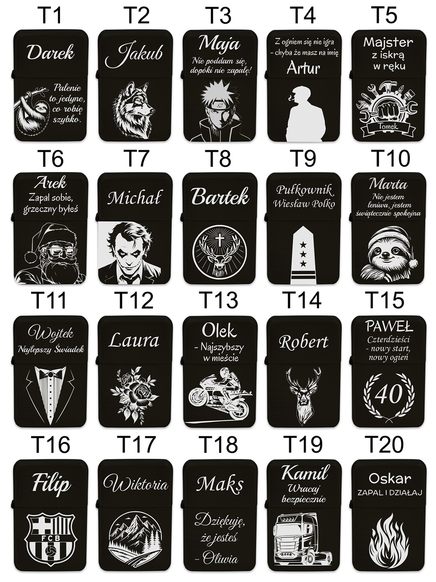 Zapalniczka Benzynowa z GRAWEREM + Zippo Prezent dla Chłopaka Męża Black