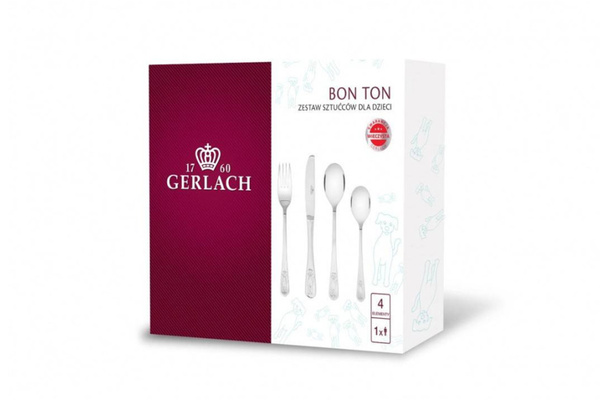 Sztućce dla Dzieci Gerlach Bon Ton Pieski Grawer Prezent na Chrzest Roczek