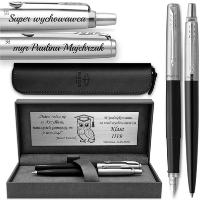Pióro Wieczne i Długopis Parker Jotter 60 Czarny z ETUI i Grawerem PRESTIGE
