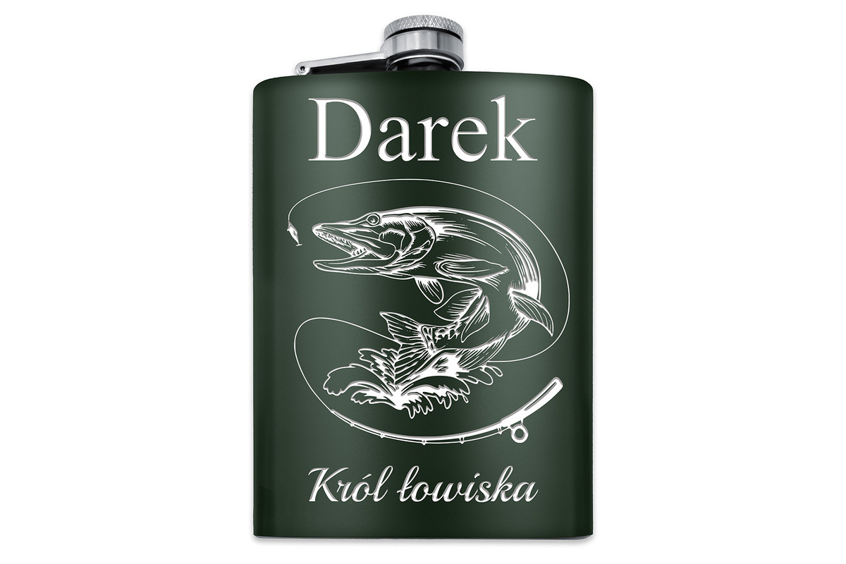 Piersiówka z GRAWEREM Stal Military GREEN 240ml GRAWER Prezent dla Taty