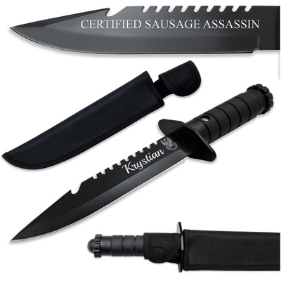 Nóż Taktyczny Czarny Duży z ETUI GRAWER Idealny Prezent dla Taty Żołnierza