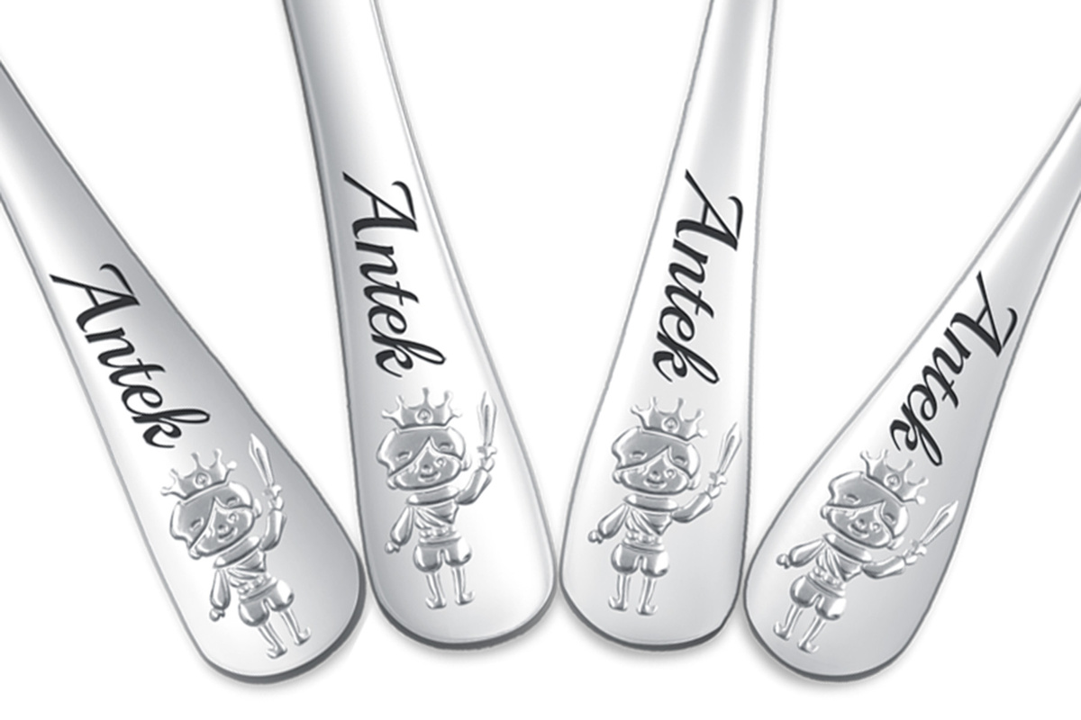 Sztućce dla Dzieci z GRAWEREM Książe Chłopiec na Chrzest Roczek Urodzinki