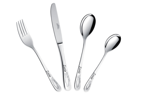 Sztućce dla Dzieci Gerlach Bon Ton Kotki Grawer Prezent na Chrzest Roczek