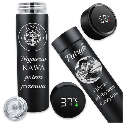 Kubek Termiczny TERMOS LED z GRAWEREM Prezent do Kawy Herbaty Yerby 500 ml