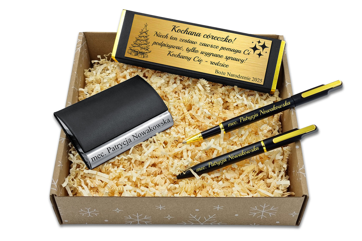 Zestaw Prezentowy Długopis i Pióro Kulkowe + Wizytownik z GRAWEREM