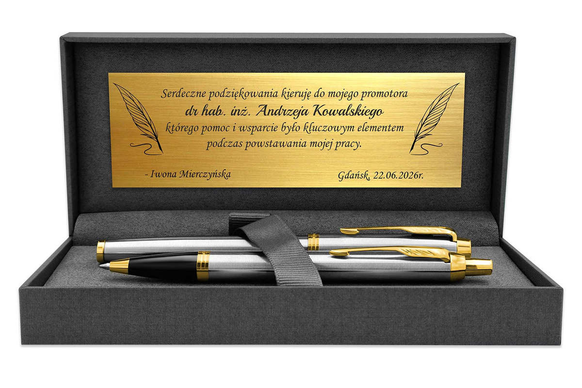 Pióro Wieczne i Długopis Parker IM Brushed GT Pozłacane z GRAWEREM Prezent