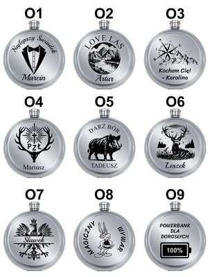 Prezent na Święta Zestaw Nóż Myśliwski + Piersiówka Okrągła z Grawerem