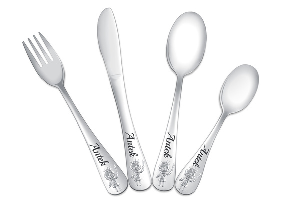 Sztućce dla Dzieci z GRAWEREM Książe Chłopiec na Chrzest Roczek Urodzinki