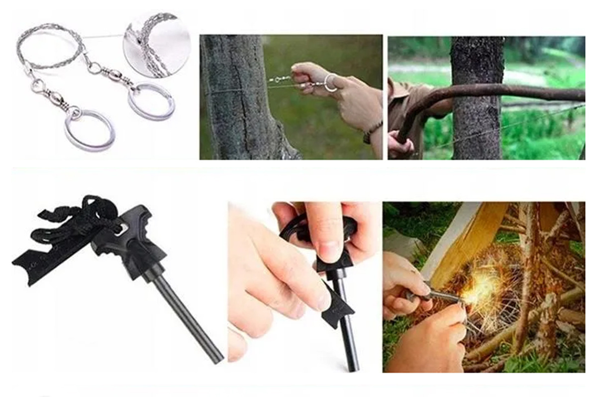 ZESTAW SURVIVALOWY 14w1 + Nieśmiertelnik Stalowy Prezent na Święta GRAWER