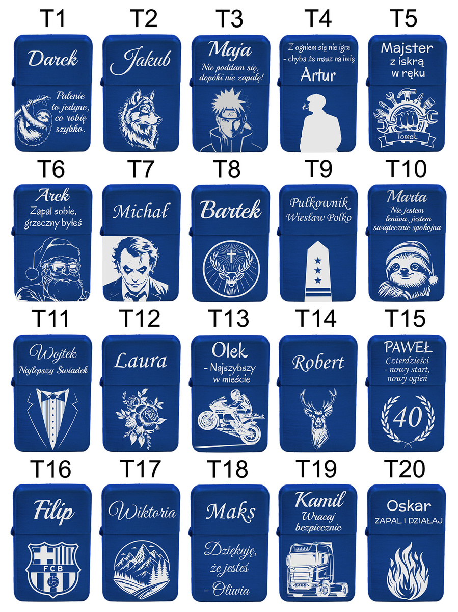 Zapalniczka Benzynowa z GRAWEREM + Pudełko Prezent na Święta BLUE