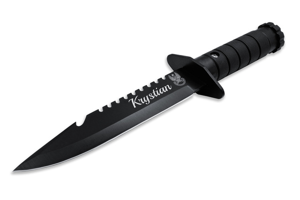 Nóż Taktyczny Czarny Duży z ETUI GRAWER Idealny Prezent dla Taty Żołnierza