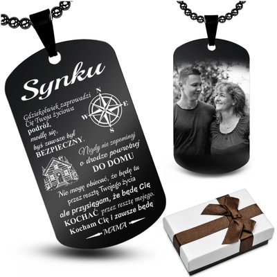 Nieśmiertelnik dla Syna z własnym GRAWEREM Prezent od Mamy Taty Rodziców B