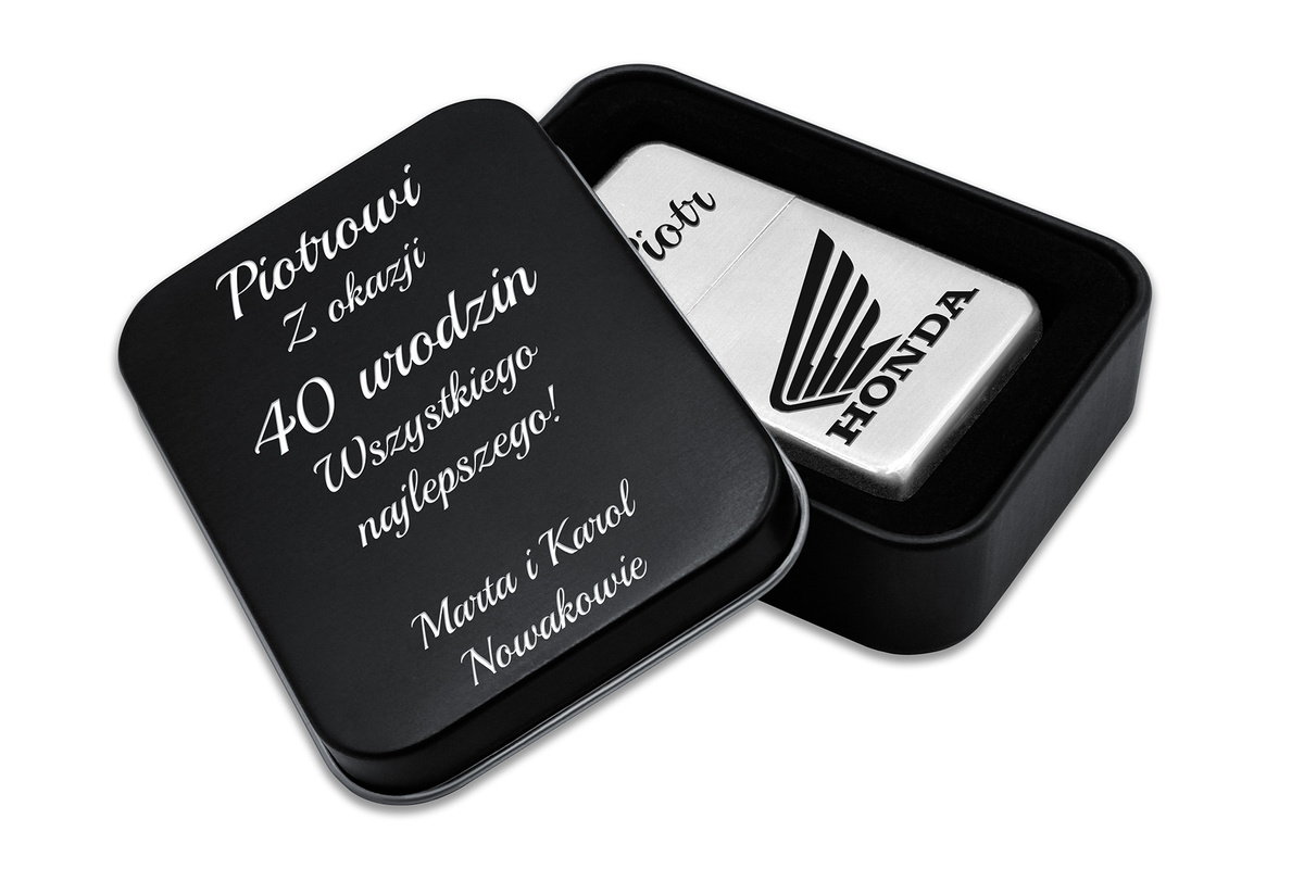 Zapalniczka Benzynowa z GRAWEREM + Pudełko Prezent dla Taty Męża Silver