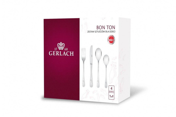 Sztućce dla Dzieci Gerlach Bon Ton Kotki Grawer Prezent na Chrzest Roczek