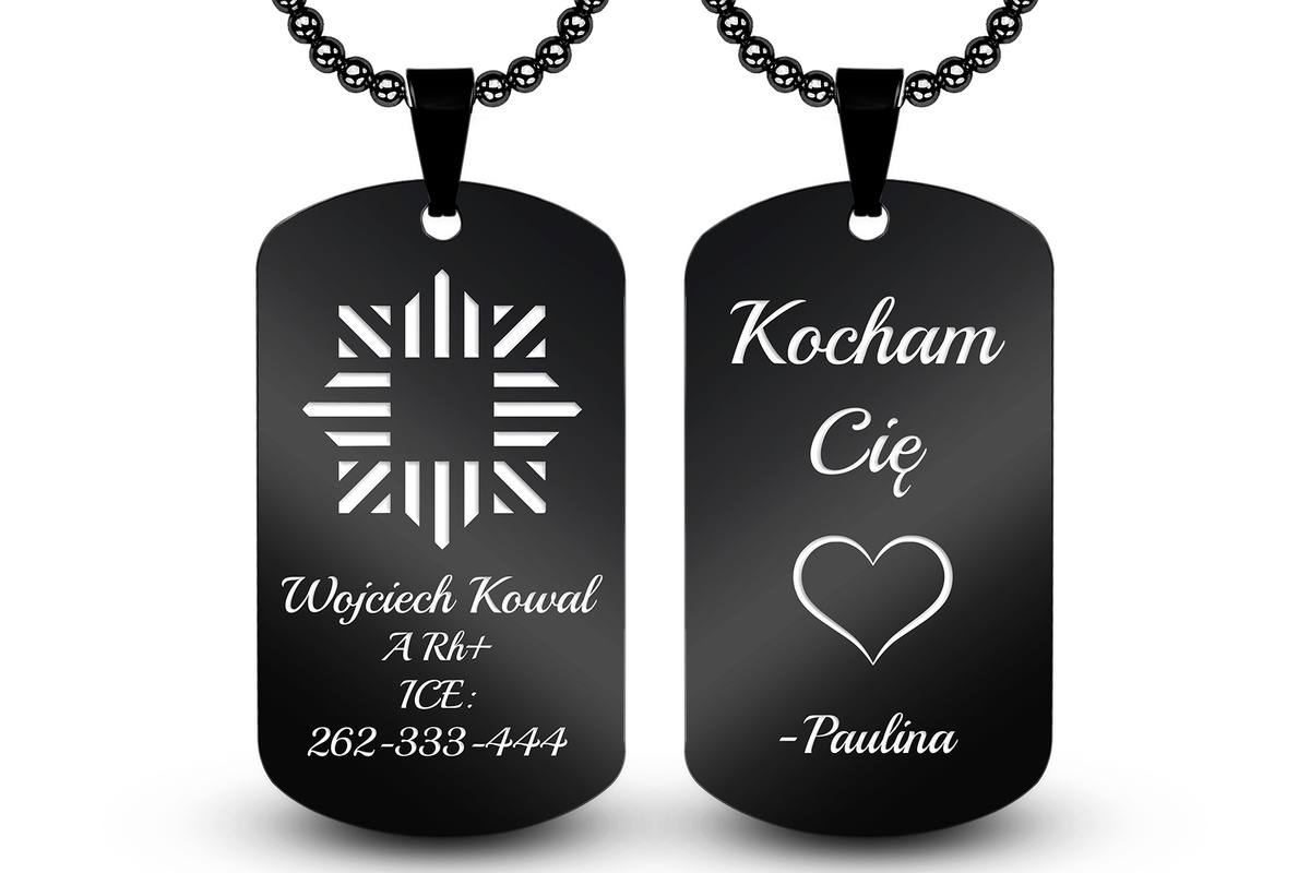 Nieśmiertelnik z GRAWEREM Doskonały Prezent dla Policjanta Czarny