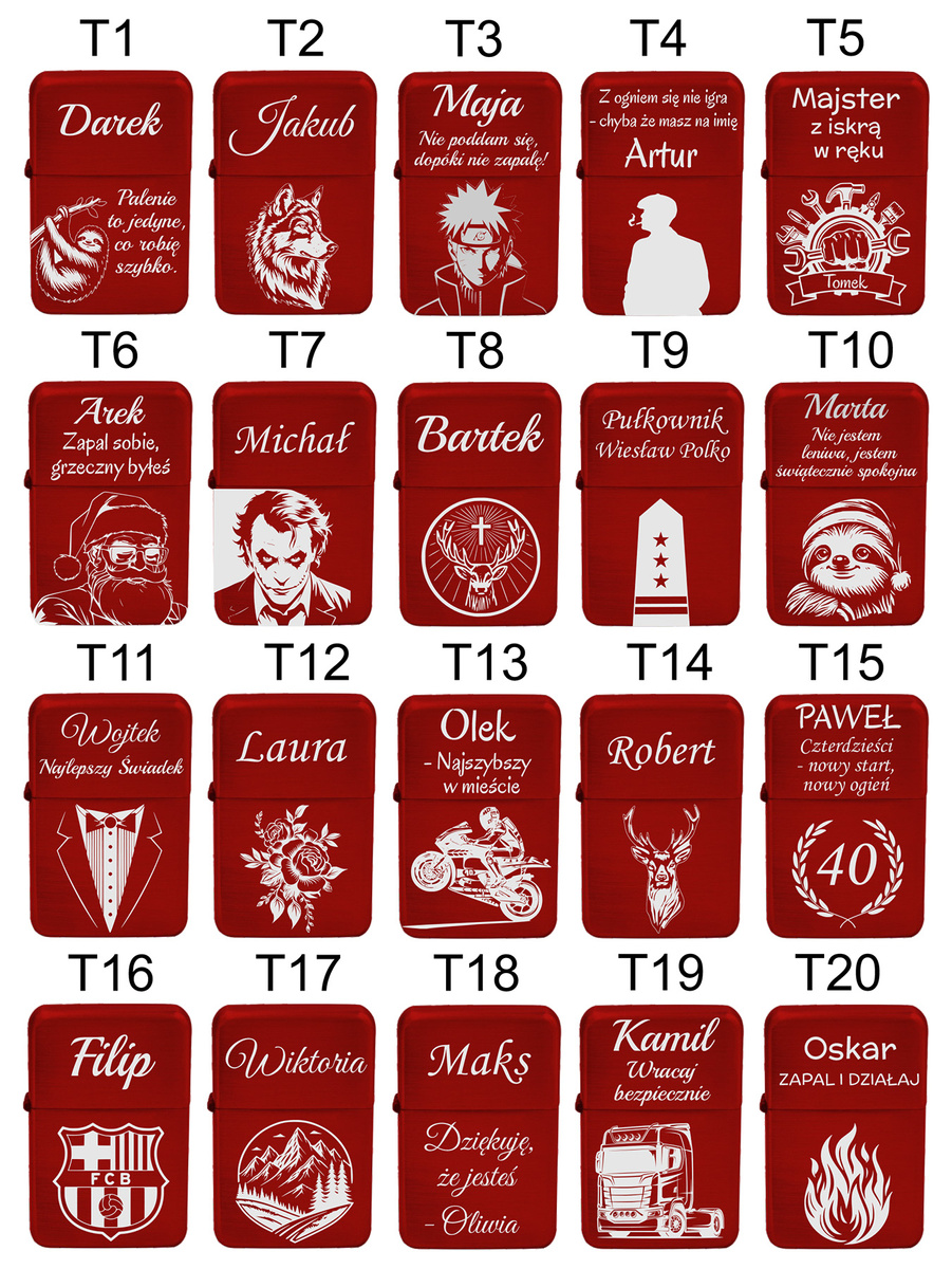 Zapalniczka Benzynowa z GRAWEREM + Pudełko Prezent na Święta RED