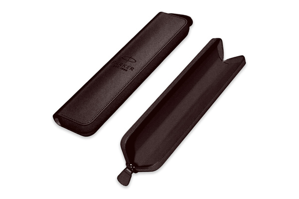 Skórzane Etui Parker Brąz Burgundowy na Długopis Pióro Ołówek Piórnik