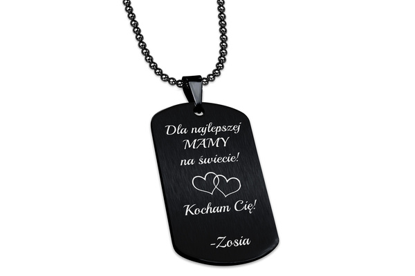 Nieśmiertelnik z GRAWEREM Zdjęcia Męski Stal 316L na Prezent Czarny